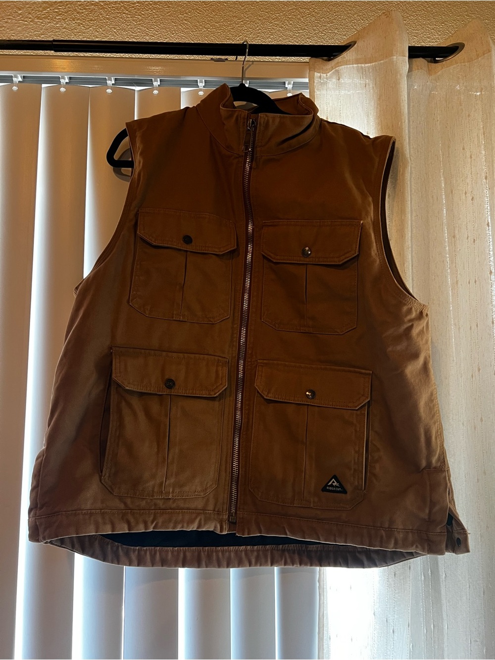 Men's Ridecut Toughwear Brown Utility Vest with Quad Pocket Design